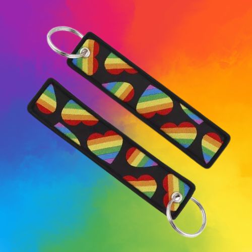 Rainbow Hearts Pride Keychain