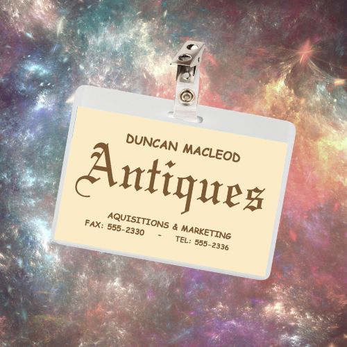 Highlander Duncan Macleod Antiques ID Badge