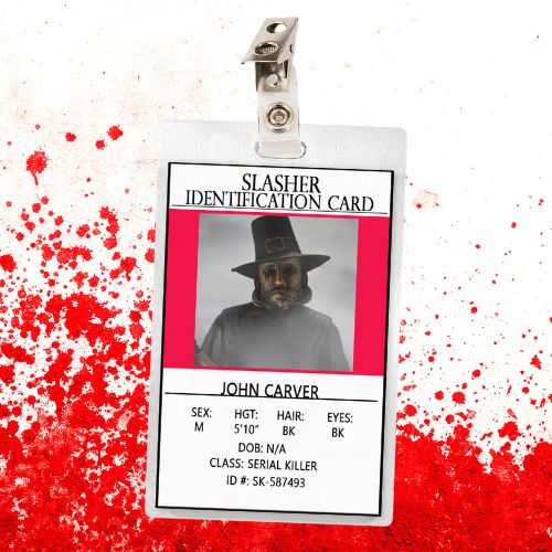 Horror Icon Thanksgiving John Carver ID Badge